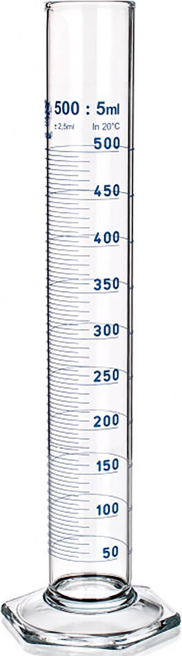 válec odměrný 500ml se 6hr.patkou a výlevkou skl.SIMAX