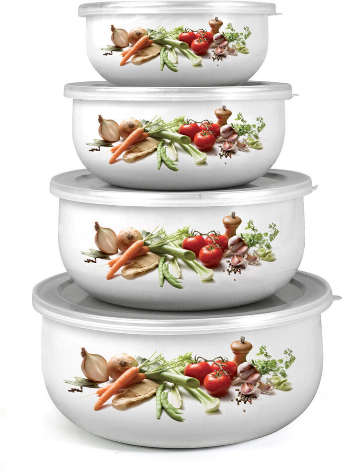 BANQUET miska sada 8díl. (10,14,16,18cm + 4 víčka) smalt BELLY