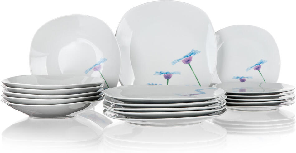 BANQUET sada jídelní BLUE DAISY square 18díl. porcelánová