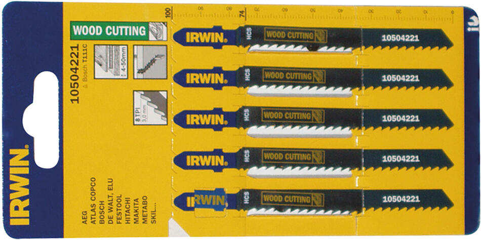 list pil.přím. sada HCS-T111C 100 dřevo,PH (5ks) IRWIN