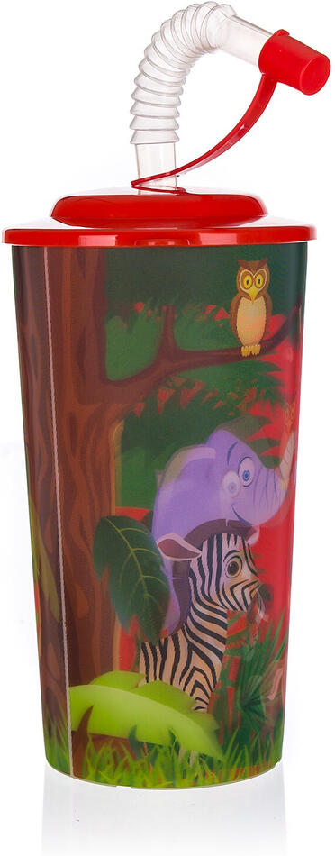 BANQUET kelímek 470ml ZOO s víčkem a brčkem PH