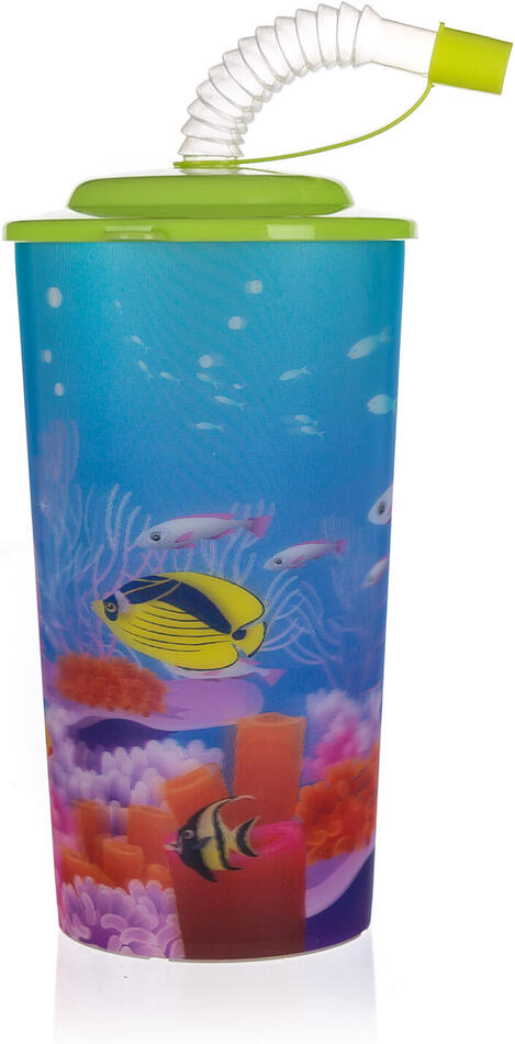 BANQUET kelímek 470ml SEA s víčkem a brčkem PH