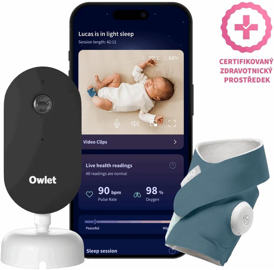 Chytrá ponožka OWLET Dream Duo Bedtime Blue