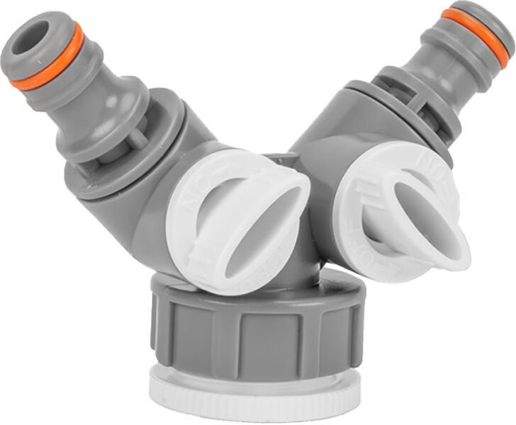 BRADAS rozdvojka s ventilem pro 2 rychlospojky 1" + 3/4", WL-2222, WHITE