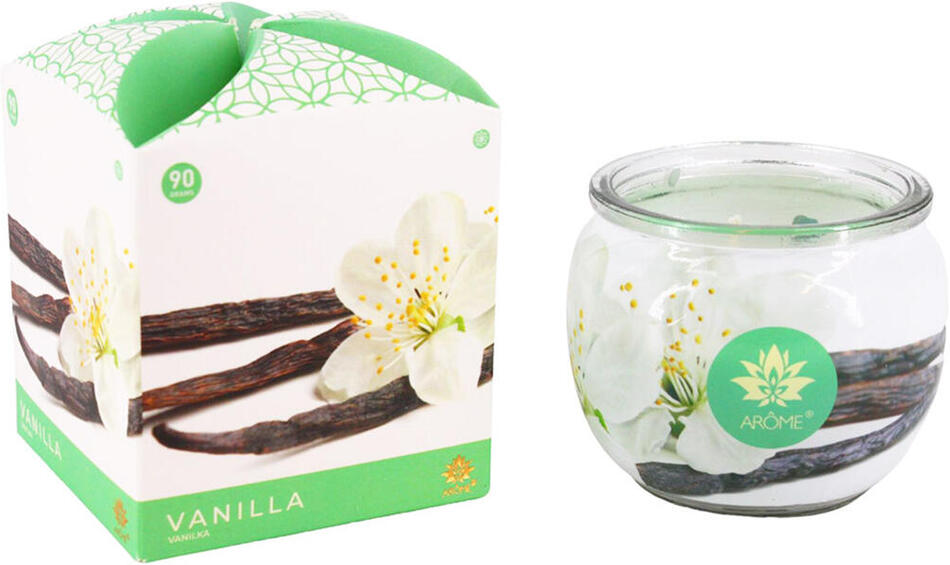 AROME svíčka vonná sklo VANILKA 90g (hoří 22hod)