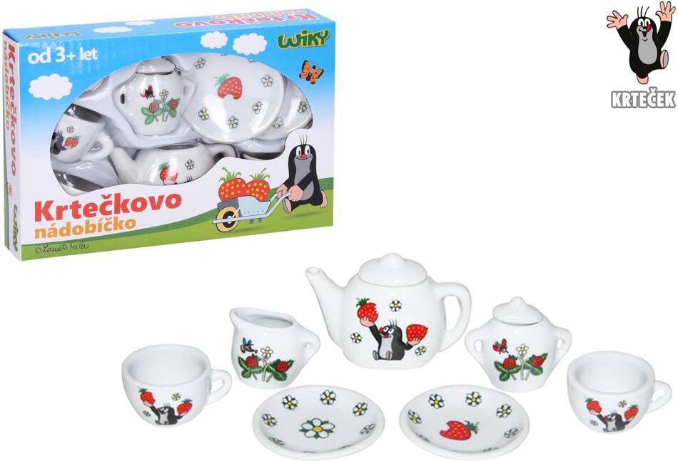 Teddies Nádobí - čajový set Krtek porcelán 9 ks v krabičce 17x12x4cm