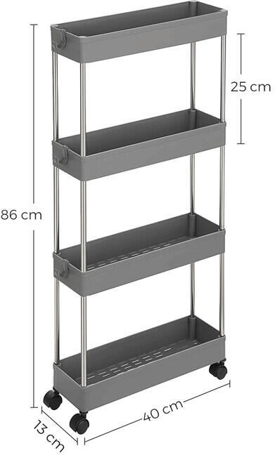 Pojízdný úložný vozík, plast, šedá, APV-E1008 GREY Autronic