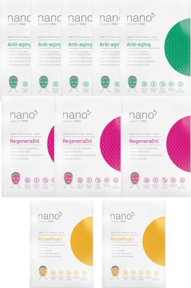 Anti aging sada 10 nanovlákenných masek nanoBeauty pro 30+