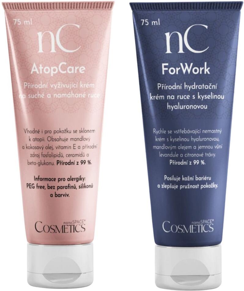 Sada přírodních krémů na ruce AtopCare + ForWork nanoSPACE Cosmetics