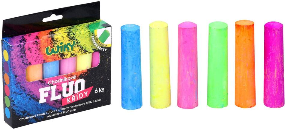 Wiky Křídy barevné chodníkové fluo 6ks v krabičce 14x13,5cm