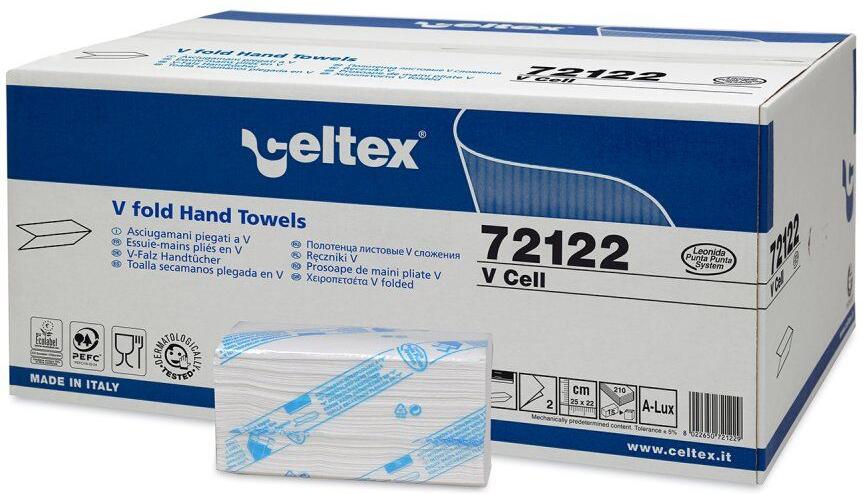 Ručníky Celtex V Cell papírové skládané, 3150ks, bílé, 15x210ks