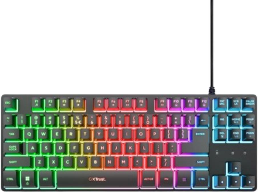 TRUST Klávesnice GXT 833 Thado, Membránová, USB, RGB, černá (25886)
