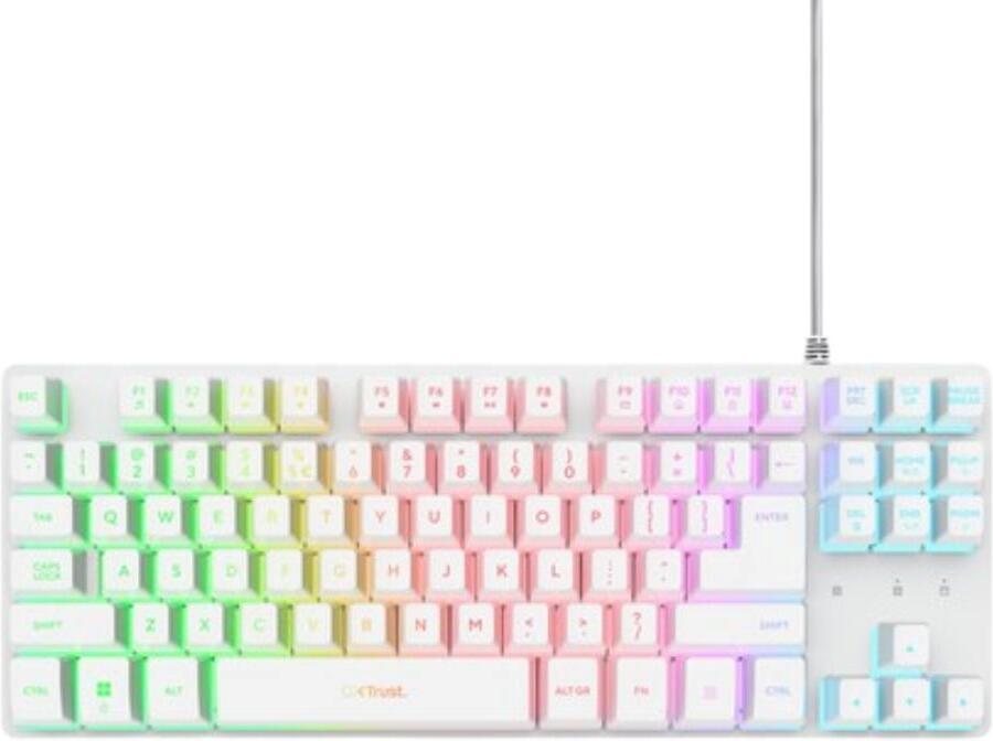 TRUST Klávesnice GXT 833 Thado, Membránová, USB, RGB, bílá (25894)