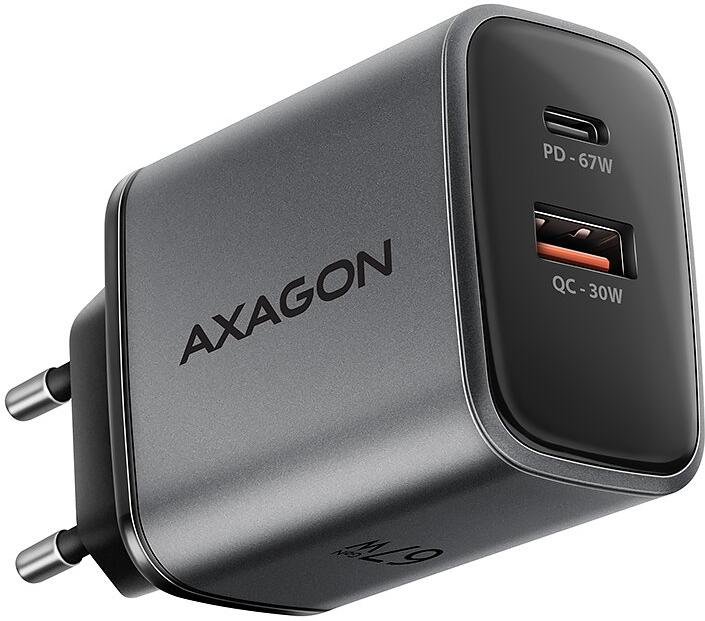 AXAGON nabíječka do sítě 67W / ACU-PQ67 / 1x USB-C / 1x USB-A / PD3.0 / PPS / QC4+ / SFC / AFC / Apple /