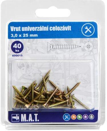 M.A.T. GROUP vrut un.celozávit 3,0x 25mm ZZ (40ks)