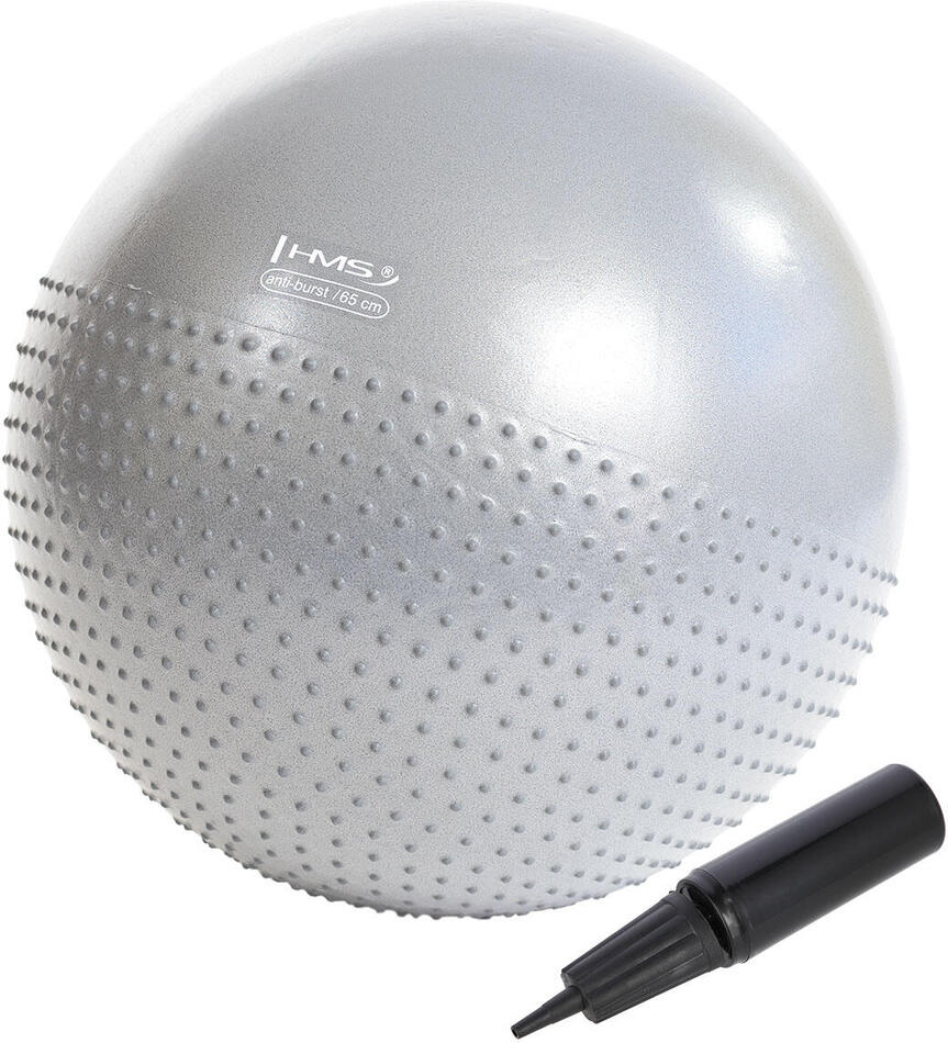 Masážní gymnastický míč HMS YB03N 65 cm světle šedý