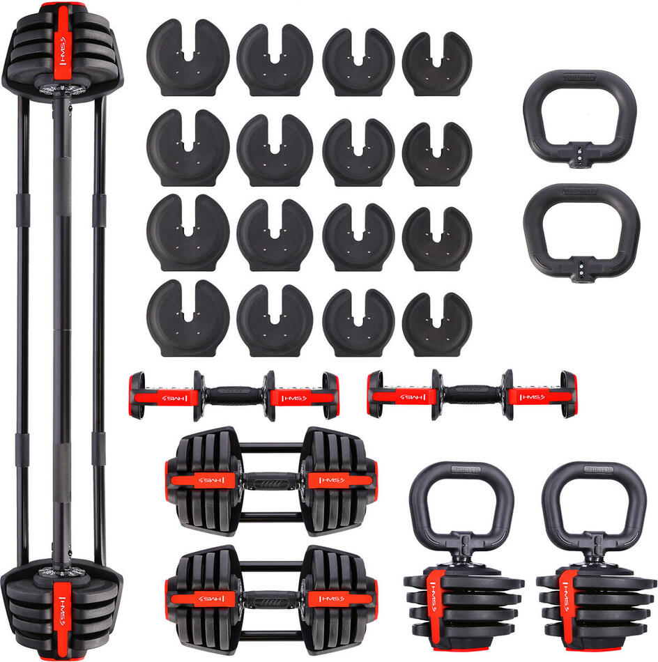 Jednoruční / obouruční variabilní činka HMS SGR18 PRO SET 3v1 40 kg
