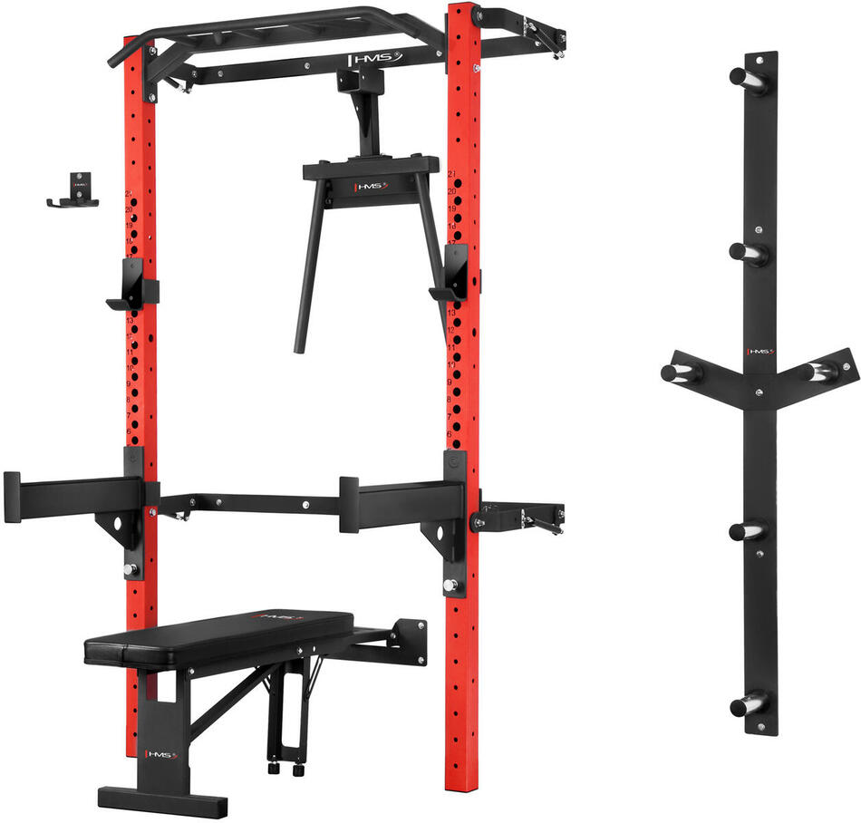Multifunkční posilovací stojan - Power Rack HMS KLT22 červený