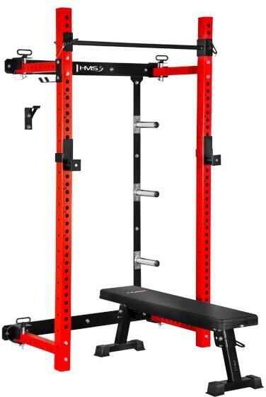 Multifunkční skládací posilovací stojan - Power Rack HMS KLT34 červený