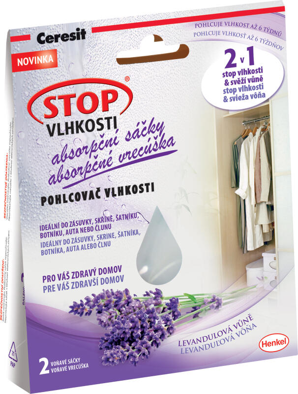 Ceresit Stop Vlhkosti 2v1 absorpční sáčky levandule, 2× 50 g
