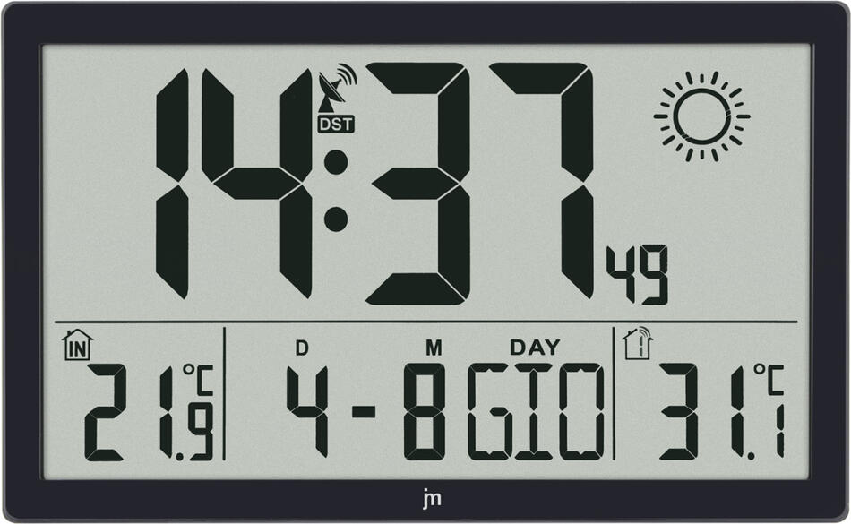Meteostanice a digitální hodiny JD9909 Lowell řízené signálem DCF 37cm