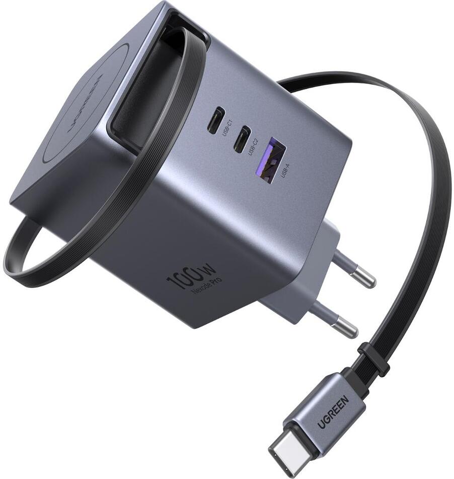 Nabíječka do sítě UGREEN 100W GaN 2xUSB-C/USB-A se zata