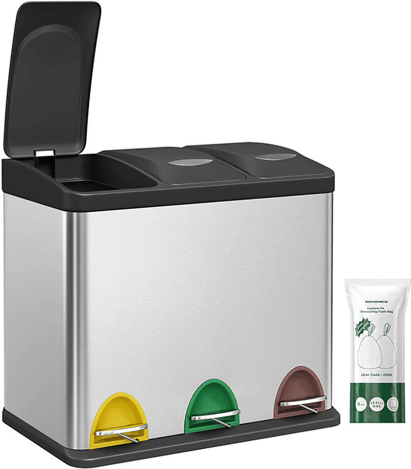 Koš na tříděný odpad, plast, stříbrná, AUK-E1124 CR Autronic