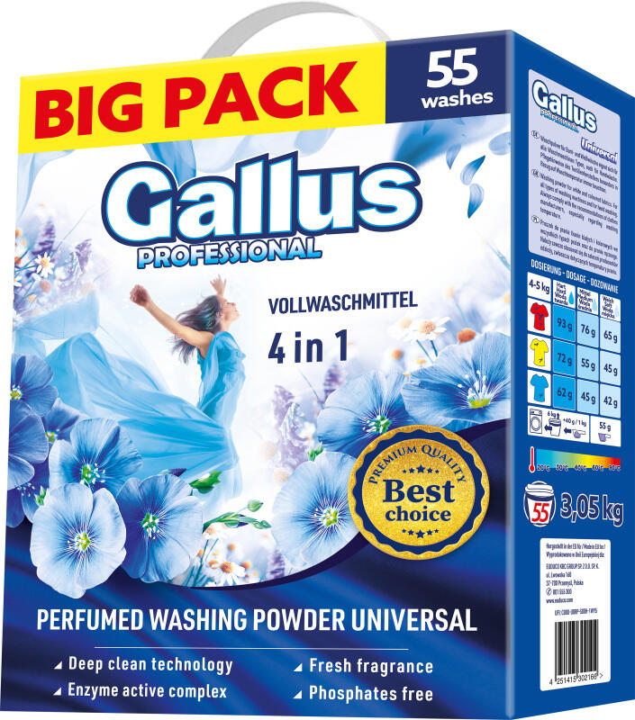 Gallus prací prášek Universal Box, 55 dávek, 3,05 kg