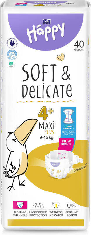 Bella Happy Maxi Plus 4+ dětské pleny jednorázové 9-15 kg, 40 ks