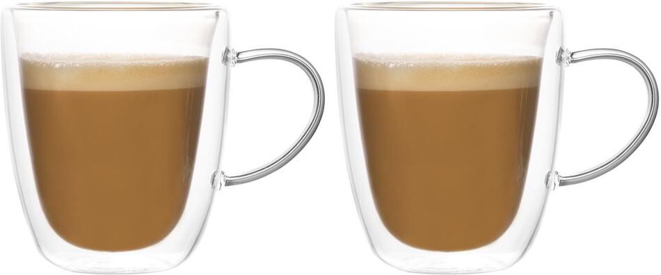 Dvoustěnná sklenice s ouškem Cappuccino, 270 ml, 2 ks