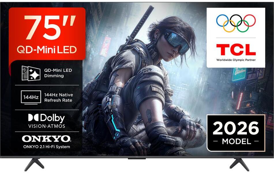 TCL 75T8D SMART TV 75" QLED/4K UHD/Direct LED / 144Hz / 4xHDMI / 1xUSB / LAN / GoogleTV