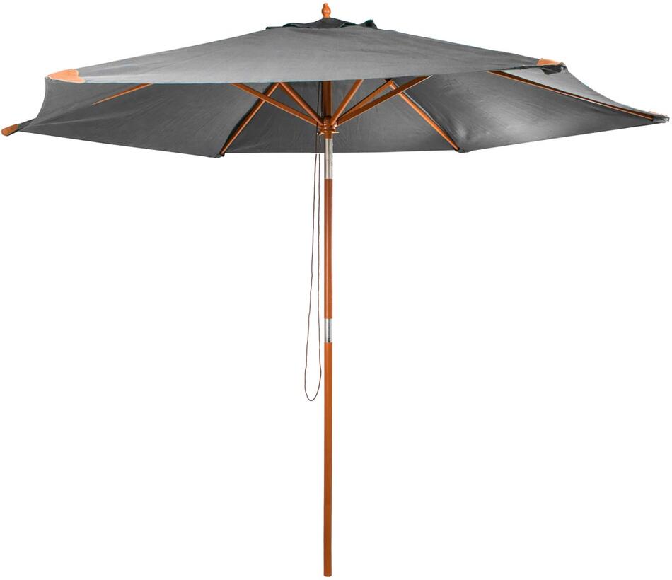 Dřevěný slunečník s UV 50+, 300 cm, šedý