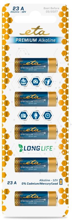 Baterie alkalická ETA PREMIUM ALKALINE 23A, blistr 5ks