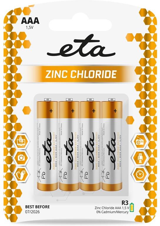 Baterie zinkochloridová ETA AAA, R03, blistr 4ks