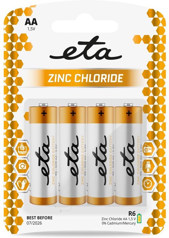 Baterie zinkochloridová ETA AA, R6, blistr 4ks