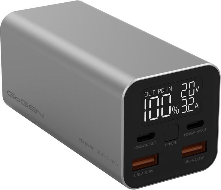 Powerbanka GoGEN PB20000mAh, PD 65W - stříbrná