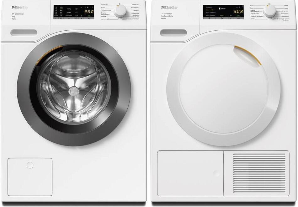 SET Pračka Miele WEA135 WCS 8kg Active + Sušička prádla Miele TEA535WP 8kg Active