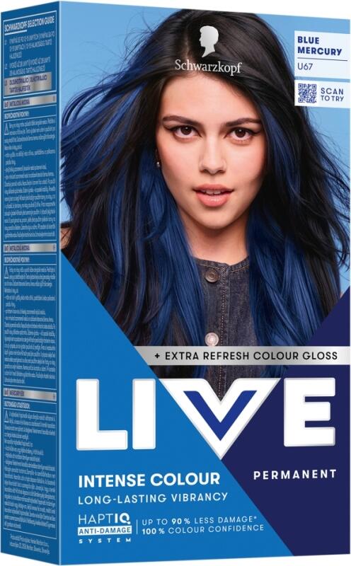 Live Intense Color U67 Metalická modrá barva na vlasy, 60 ml