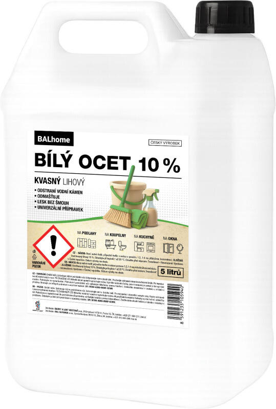 BALHOME bílý ocet na úklid 10% 5 l