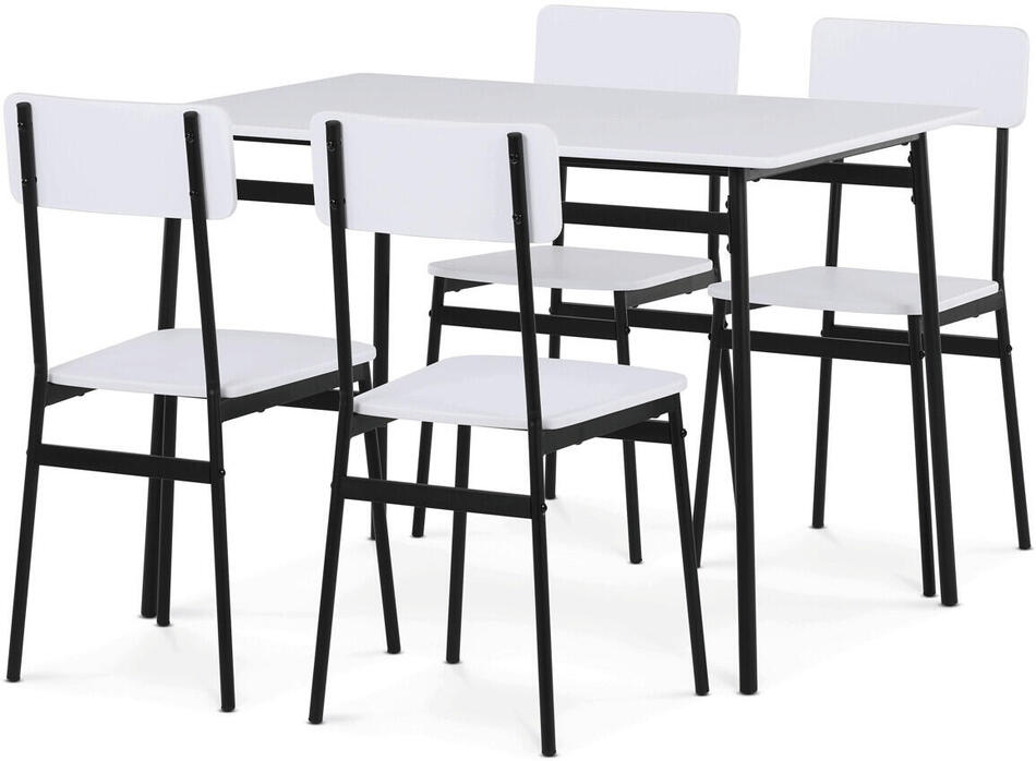Jídelní set s 4 židlemi, 110x70x76cm, mdf, bílá, AUT-O2155 WT Autronic