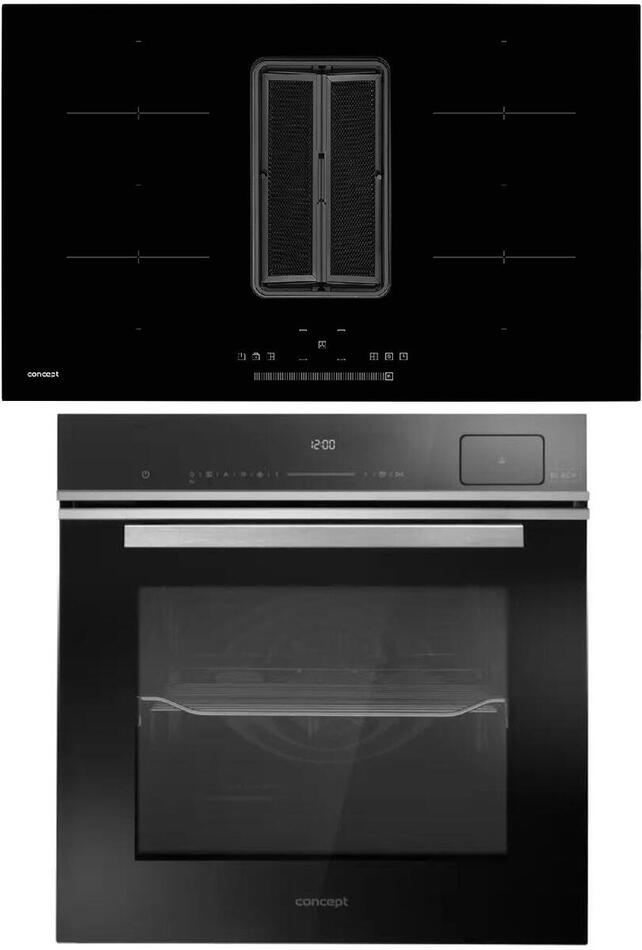 SET Trouba Concept ETV8960bcN Steam+, černá + Indukční deska Concept IDV6083bc