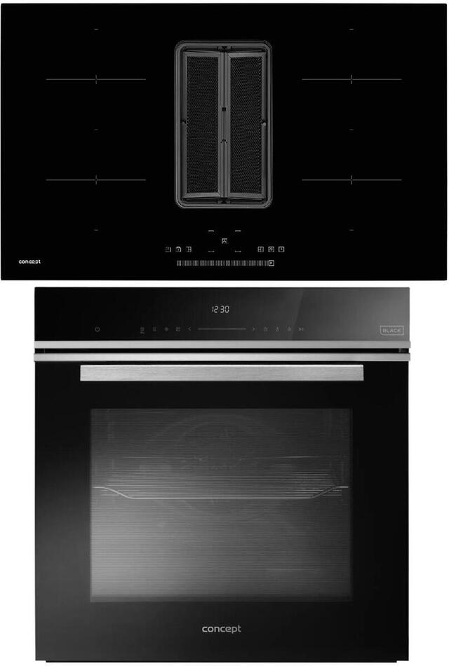 SET Trouba Concept ETV8560bcN BLACK + Indukční deska Concept IDV6083bc