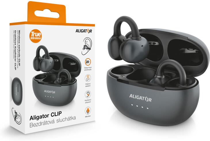Bluetooth sluchátka ALIGATOR Clip, černá