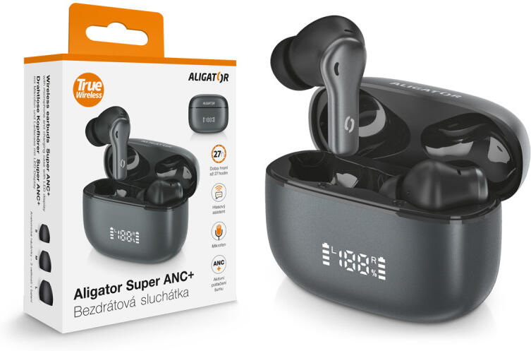 Bluetooth sluchátka ALIGATOR SUPER ANC+, černá