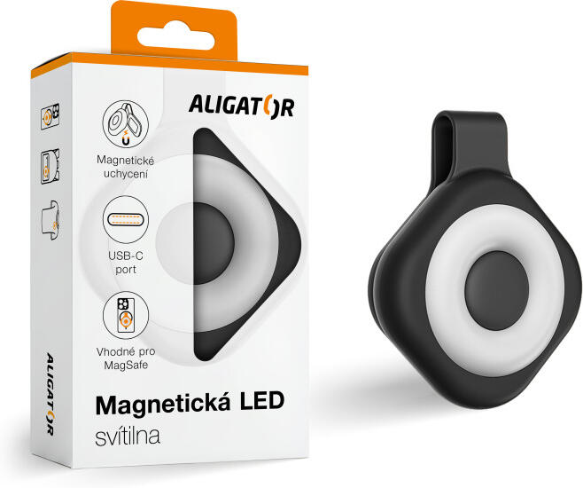 Aligator Svítilna LED, magnetická, černá