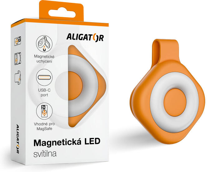 Aligator Svítilna LED, magnetická, oranžová