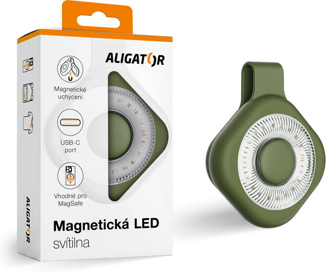Aligator Svítilna LED, magnetická, zelená