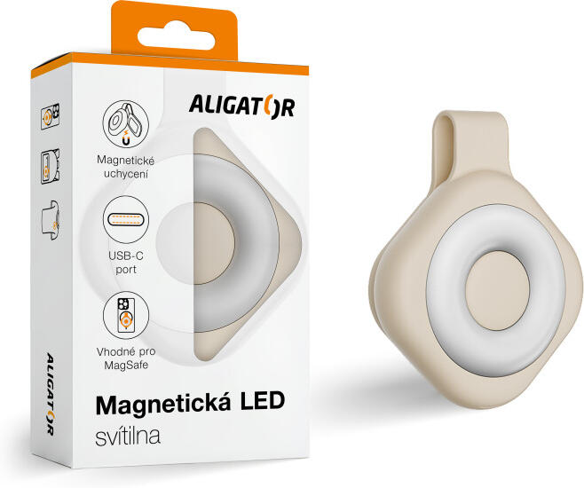 Aligator Svítilna LED, magnetická, béžová