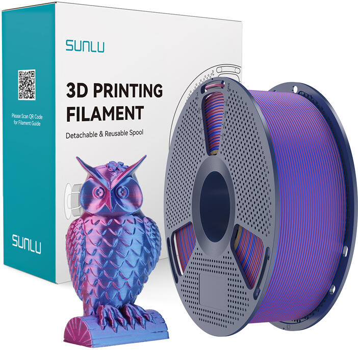 Dvoubarevná filamentová nit Sunlu PLA+ Silk (červená a modrá)