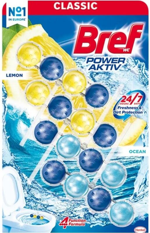 Bref Power Aktiv Lemon a Ocean WC blok, 4 x 50 g